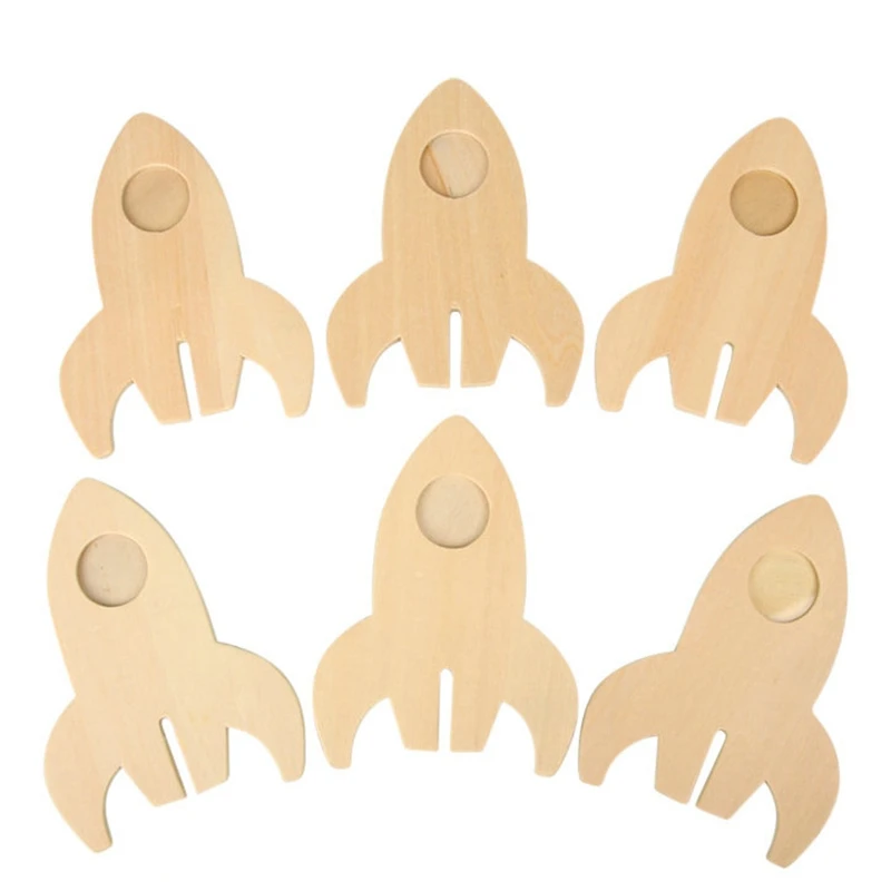 

6Pcs DIY Wood Rocket Wood Toys Drawing Toys,Family Fun,Early Educational Toys,Kindergarten Arts and Crafts