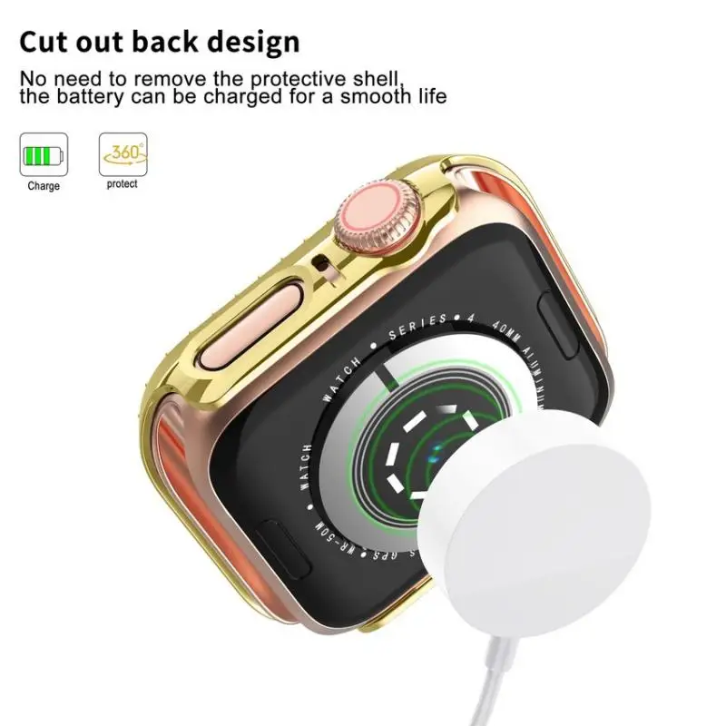 Роскошный Блестящий жесткий чехол для Apple Watch Series 5 4 3 2 1 защитный со стразами iWatch 38