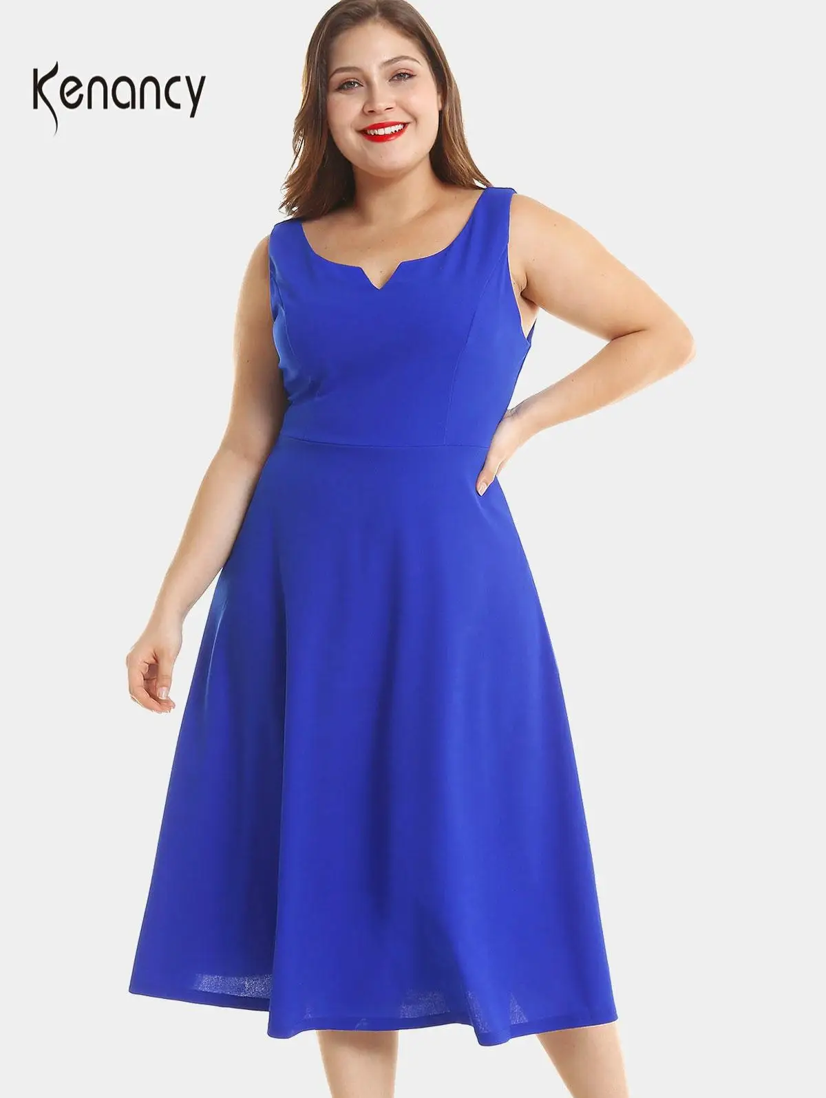 Летнее однотонное платье Kenancy без рукавов вечерние платья Повседневный Сарафан в