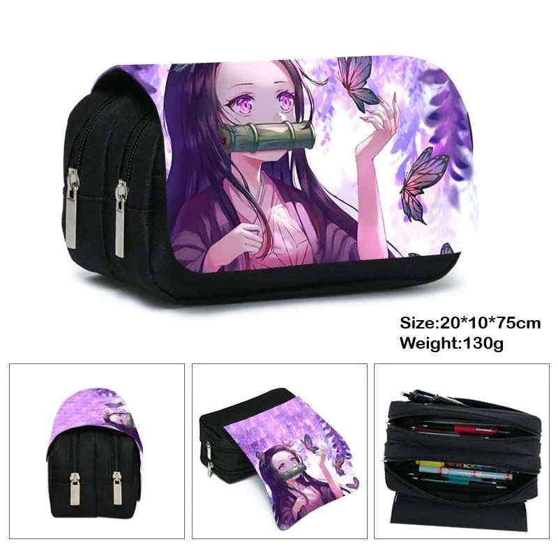 

1Pcs Anime Demon Slayer Kimetsu No Yaiba Pencil Case Zipper Makeup Bag Pen Stationery Bag Catoon Pencil Box