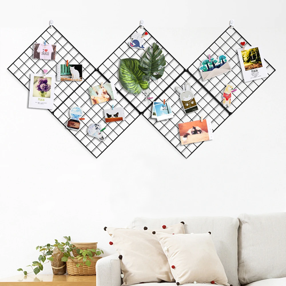 Ins Nordic Home Wall Decoration Iron Grid Decor Photo Frame Postcards DIY Art Display Storage Rack Holder Shelf Organizer | Дом и сад