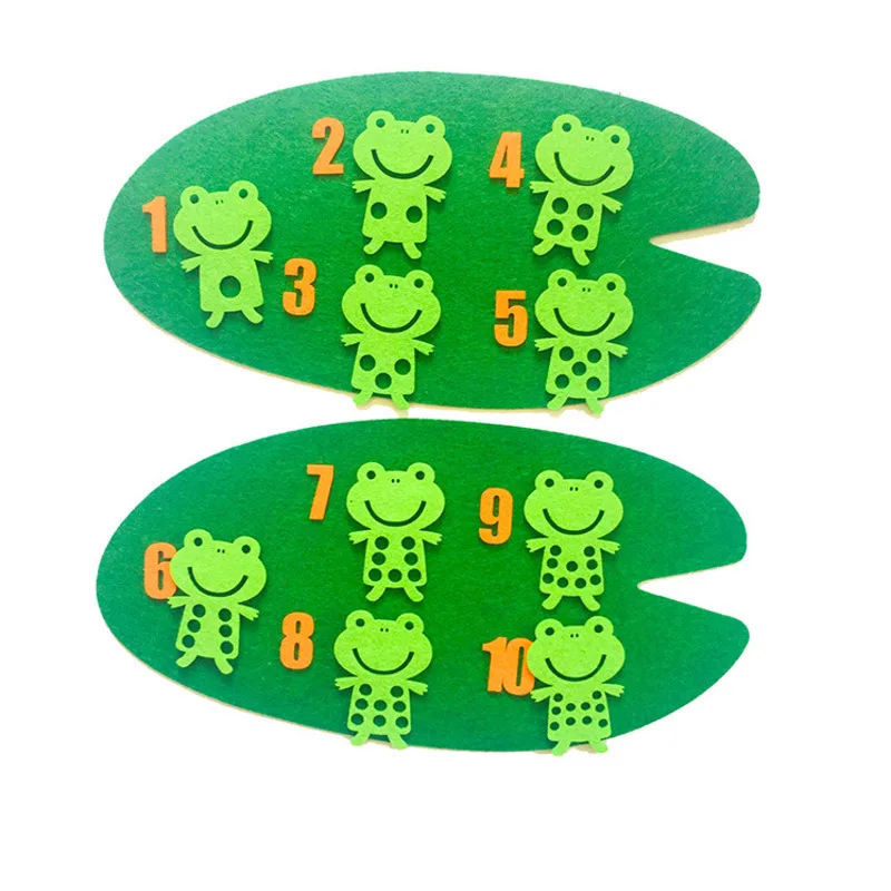 

2020 Handmade Felt Frog Numbers Counting Math Toy Set Children Early Teaching Aids DIY Felt Nonwoven Digital Kindergarten Gift