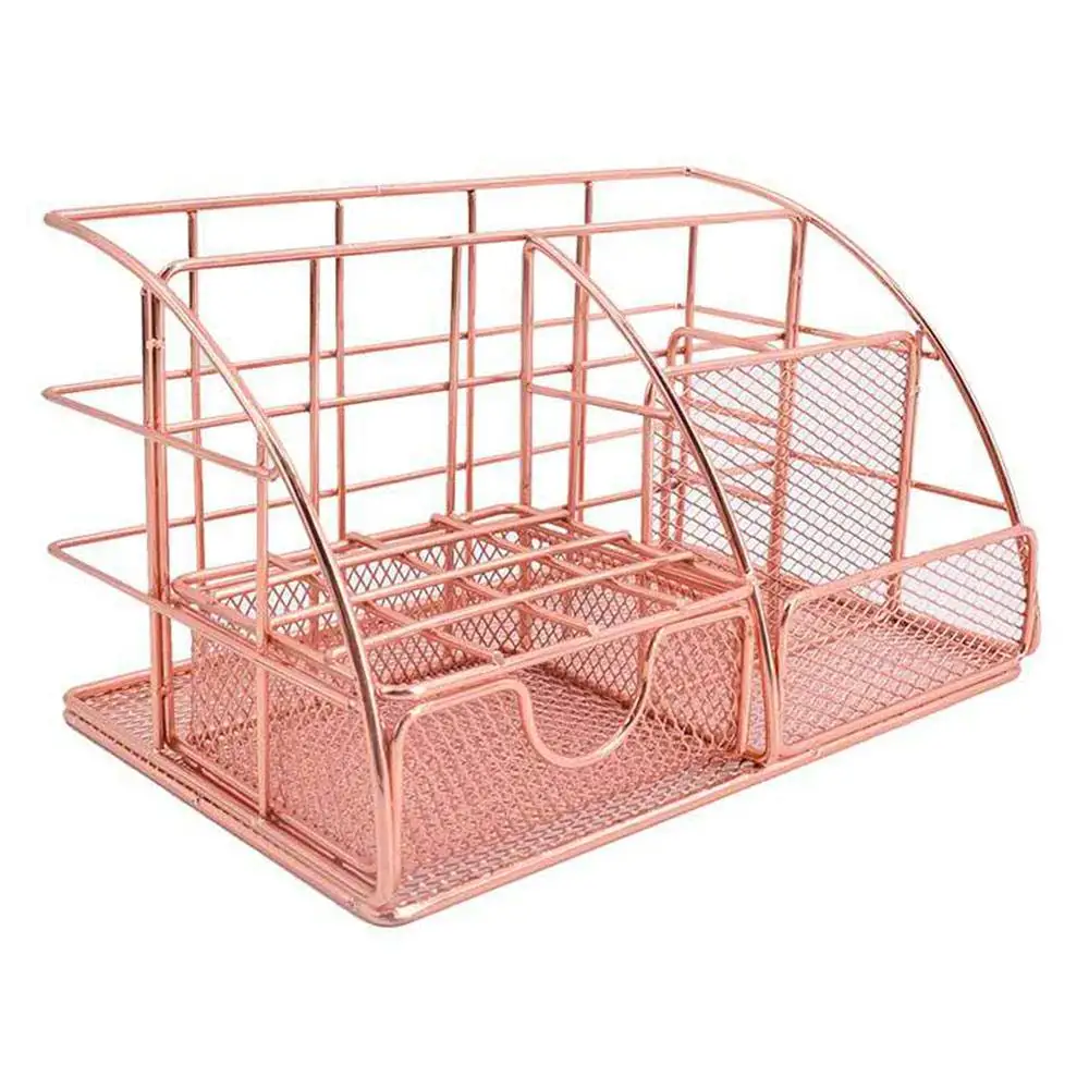 

Rose Gold Domestic Pen Holder Cosmetic Case Sundries Storage Desktop Multifunctional Storage Box Storage Basket Fashionable