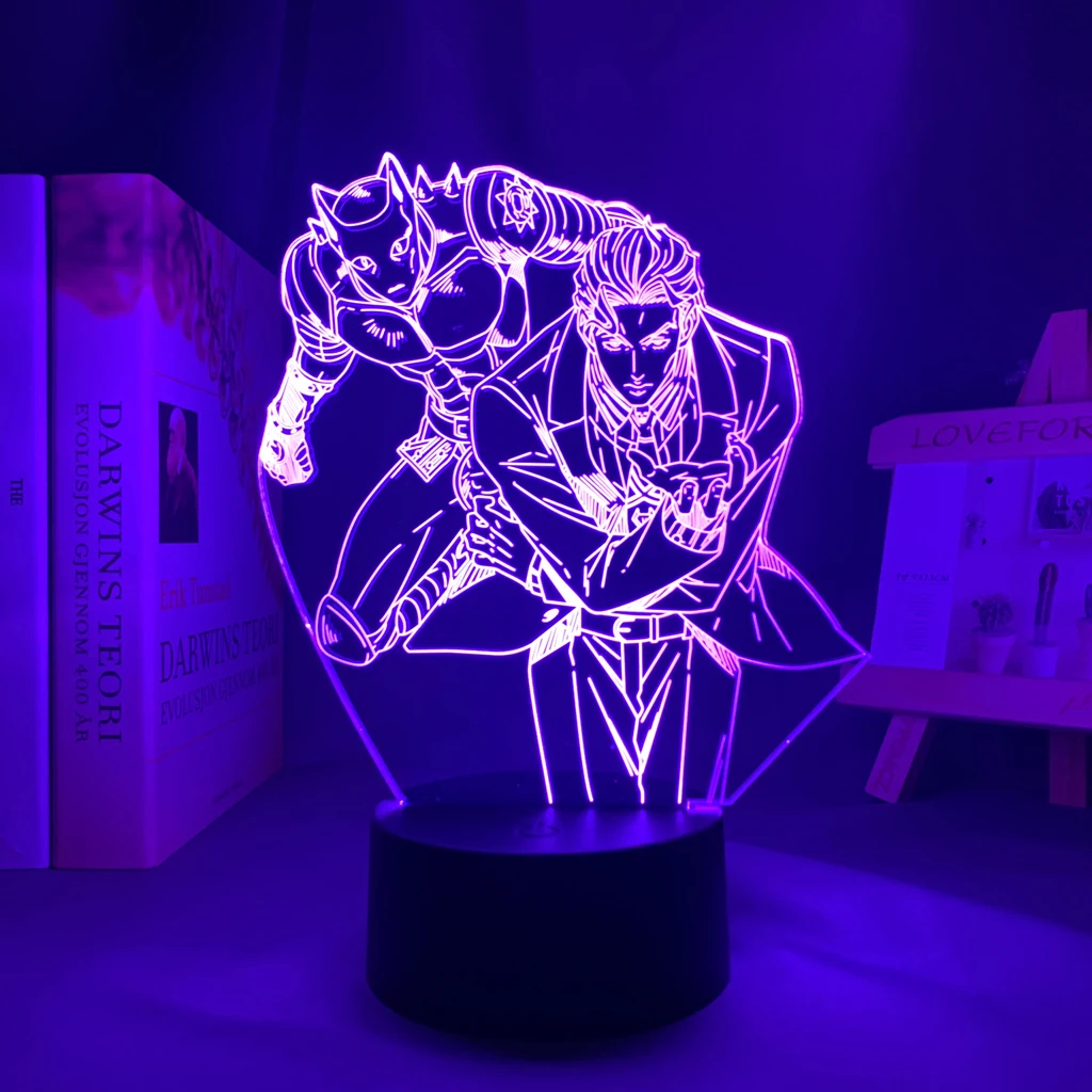 3d Night Light Anime JoJo Bizarre Adventure Yoshikage Kira for Bedroom Decor Birthday Gift Him Jojo Led Lamp Manga | Лампы и освещение