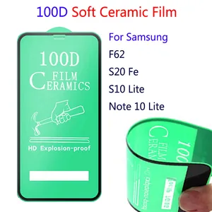 50pcslot 100d full cover soft ceramic tempered glass for samsung galaxy f62 s20 fe s10 lite note 10 lite screen protector film free global shipping