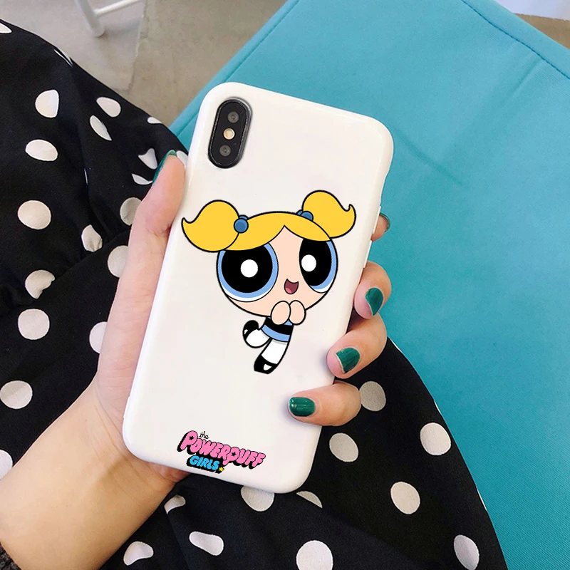 Чехол Powerpuff для девочек iPhone X XR Xs Max 8 7 6 Plus 6S 5s SE силиконовый милый чехол на телефон с