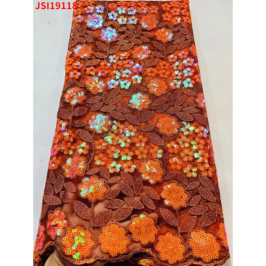 Low Price African French Lace Sewing Clothes Nigerian Quality ​Tulle Jacquard Sequins Party Dress 5 Yards/Lot JSI19118 | Дом и сад