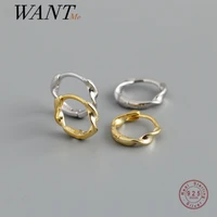 wantme real 925 sterling silver minimalist fashion twist ear buckle for women geometric teen party hugging earrings rock jewelry