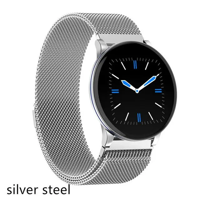 Silver steel W9 модные умные мужские часы, пульсометр, кровяное давление, мониторинг кислорода в крови, фитнес-отслеживание, IP67, водонепроницаемые напоминания о сообщениях - Цвет: Silver steel