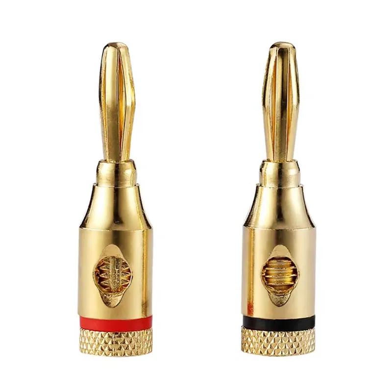 Банановая штепсельная вилка Budweise, 4 мм, 24K, позолоченный, из чистой меди, адаптер для динамика, винтовые штекеры для динамиков, Аудиоразъемы для Hi-Fi звука
