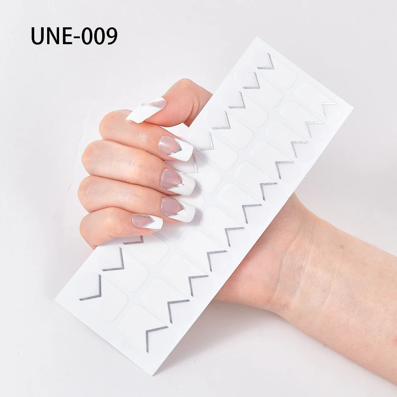 

22 Tips/Sheet Solid Color and Striped Manicure Designer Nail Decals Nailart Sticker Full Beauty Nail TIPS Manicure Self Adhesive