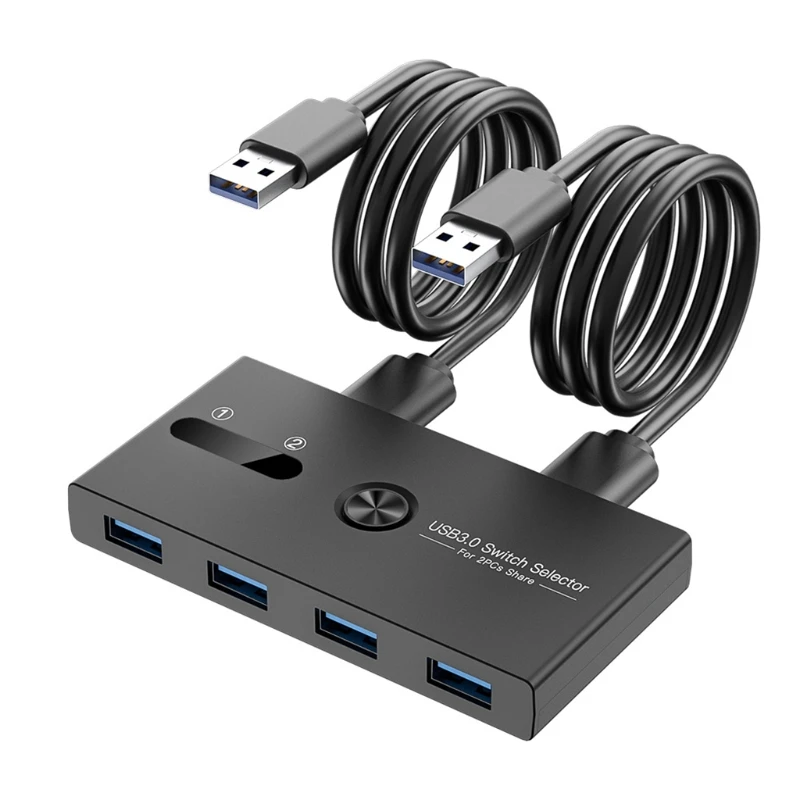 USB 3,0 переключатель, квм-переключатель, адаптер, 4 порта, USB-переключатель, концентратор для ПК, сканера, принтера, одна кнопка, 2 кабеля