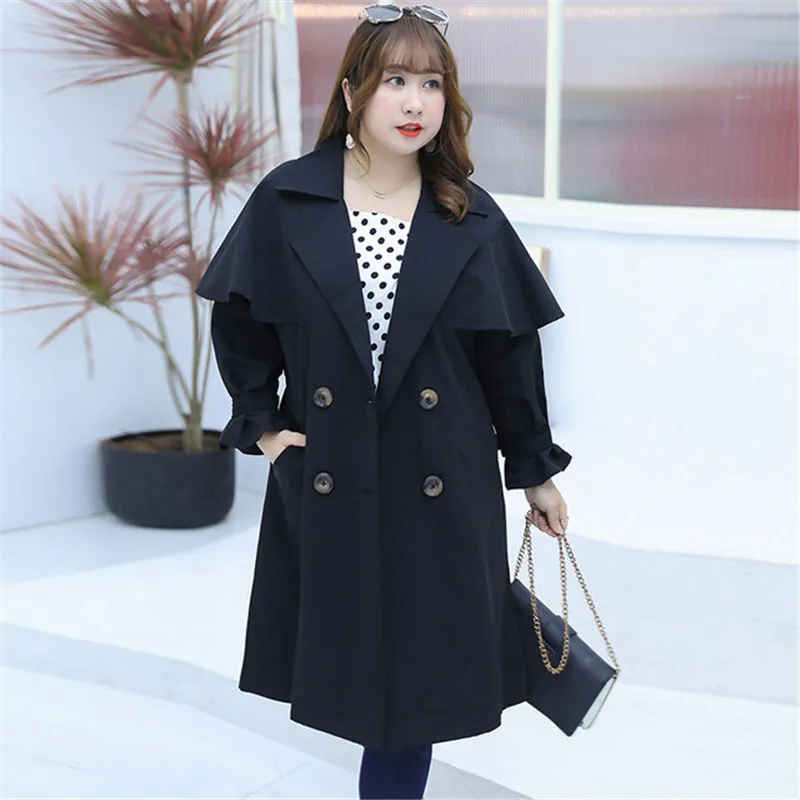

2019 New Windbreaker Jacket Ladies Fashion Jacket Mid-Long Suit Collar Matching Belt Large Size Casual Jacket Washed Cotton A879