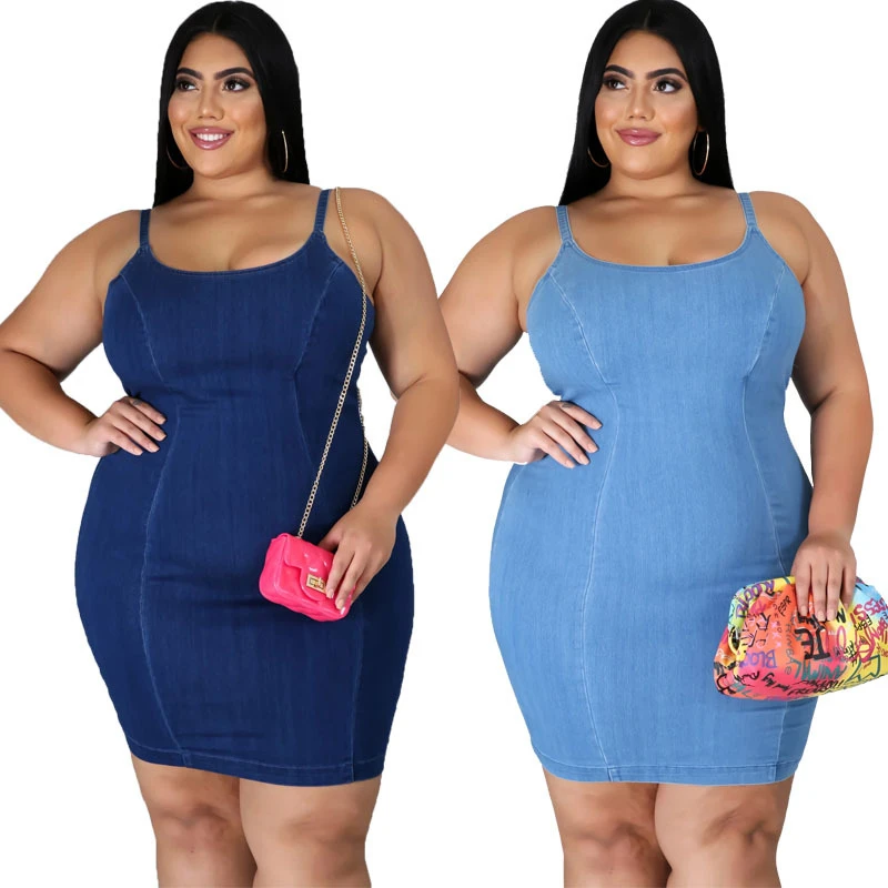 

Dresses for Women Summer Plus Size Clothing Streetwear Sleeveless Mini Dress Sexy Jeans Slip Dress Wholesale Dropshipping