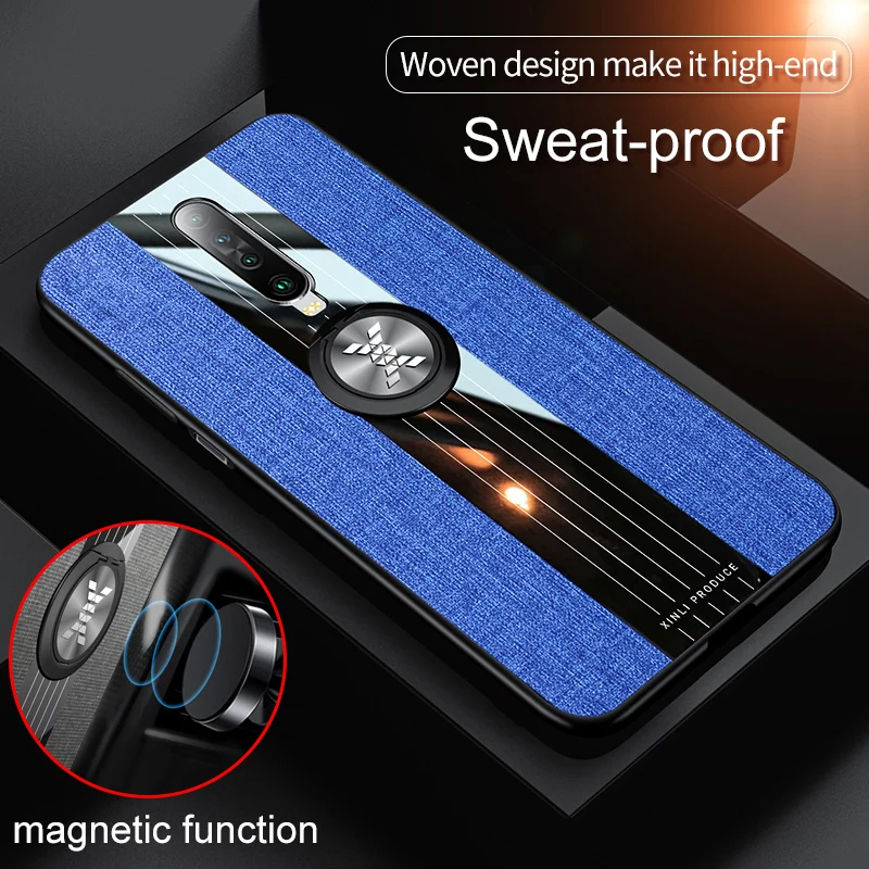 Чехол MAKAVO для Xiaomi Redmi K30 чехол с кольцом держателем тканевый Жесткий мягкая рамка