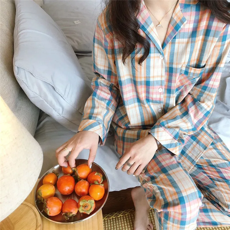 Классическая клетчатая Повседневная Пижама в японском стиле ретро одежда для