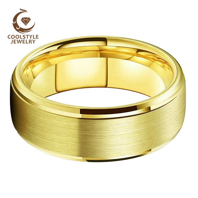 8 мм 6 для мужчин женщин вольфрам Карбидное кольцо из желтого золота обручальное