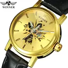 Победитель официальные Золотые женские часы Топ бренд Роскошные автоматические механические наручные часы женские relogio Скелетон клен часы листик