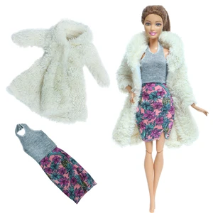 Высококачественное мягкое меховое белое шерстяное пальто с длинными рукавами Зимняя Теплая Повседневная Одежда модное платье Одежда для куклы Барби аксессуары Игрушка
