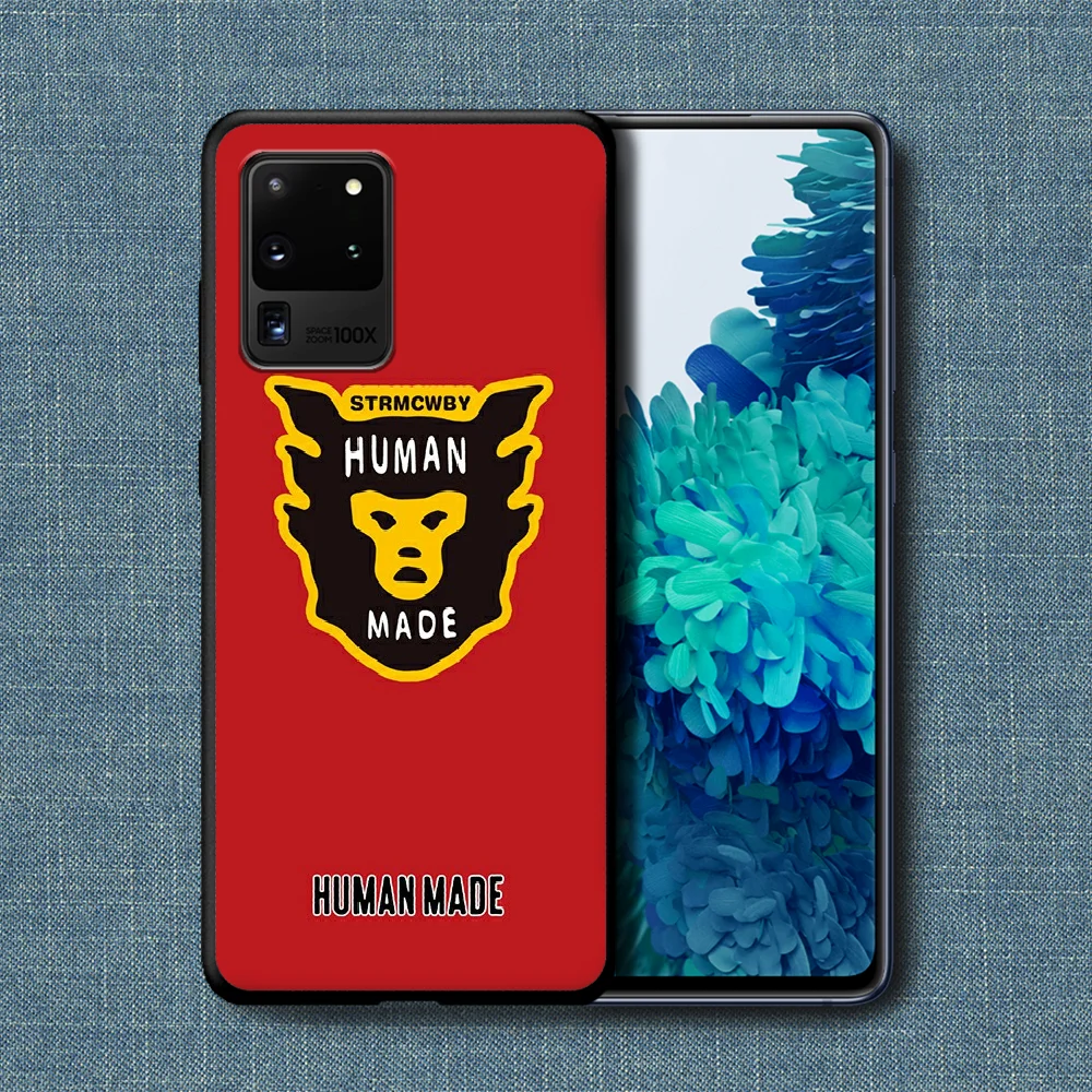 

Human Made Phone Case For Samsung Galaxy Note S 8 9 10 20 Plus E Lite Uitra black Coque 3D Waterproof Silicone Etui Soft Bumper