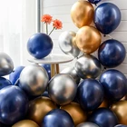 Воздушный шар, темно-синий, металлический, золотой, 12 шт., декоративный латексный шар
