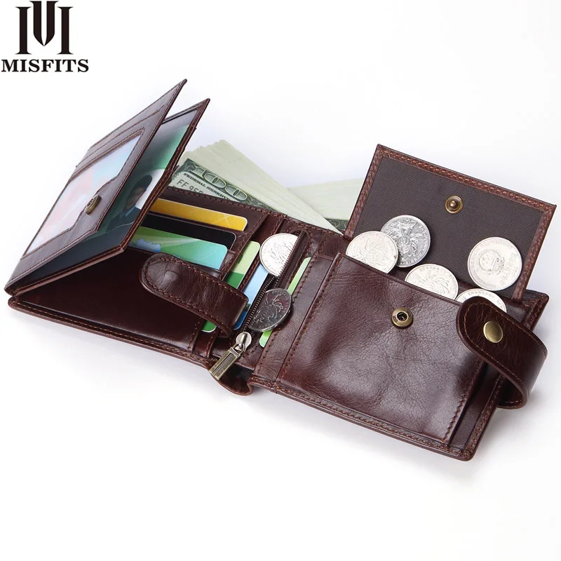 New Men's Business Oil Wax Leather Retro First Layer Leather Wallet Multi-Card Position Clutch