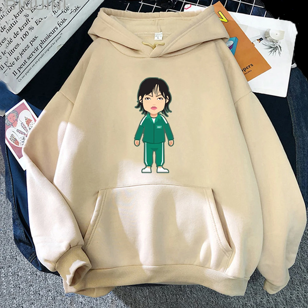 

Squid Game 오징어게임 משחקי הדיונון 067 Hoodie イカゲーム Juego Calamar Women Long Sleeve Casual Kawaii Clothes Anime Hoodies Sweatshirts