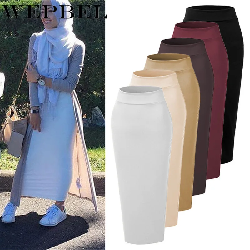 

Mandylandy Muslim Women Bandage Skirts Elegant Modest Muslim Islamic Warm Pencil Skirts Long Skirt Thick Bodycon Long Maxi Skirt