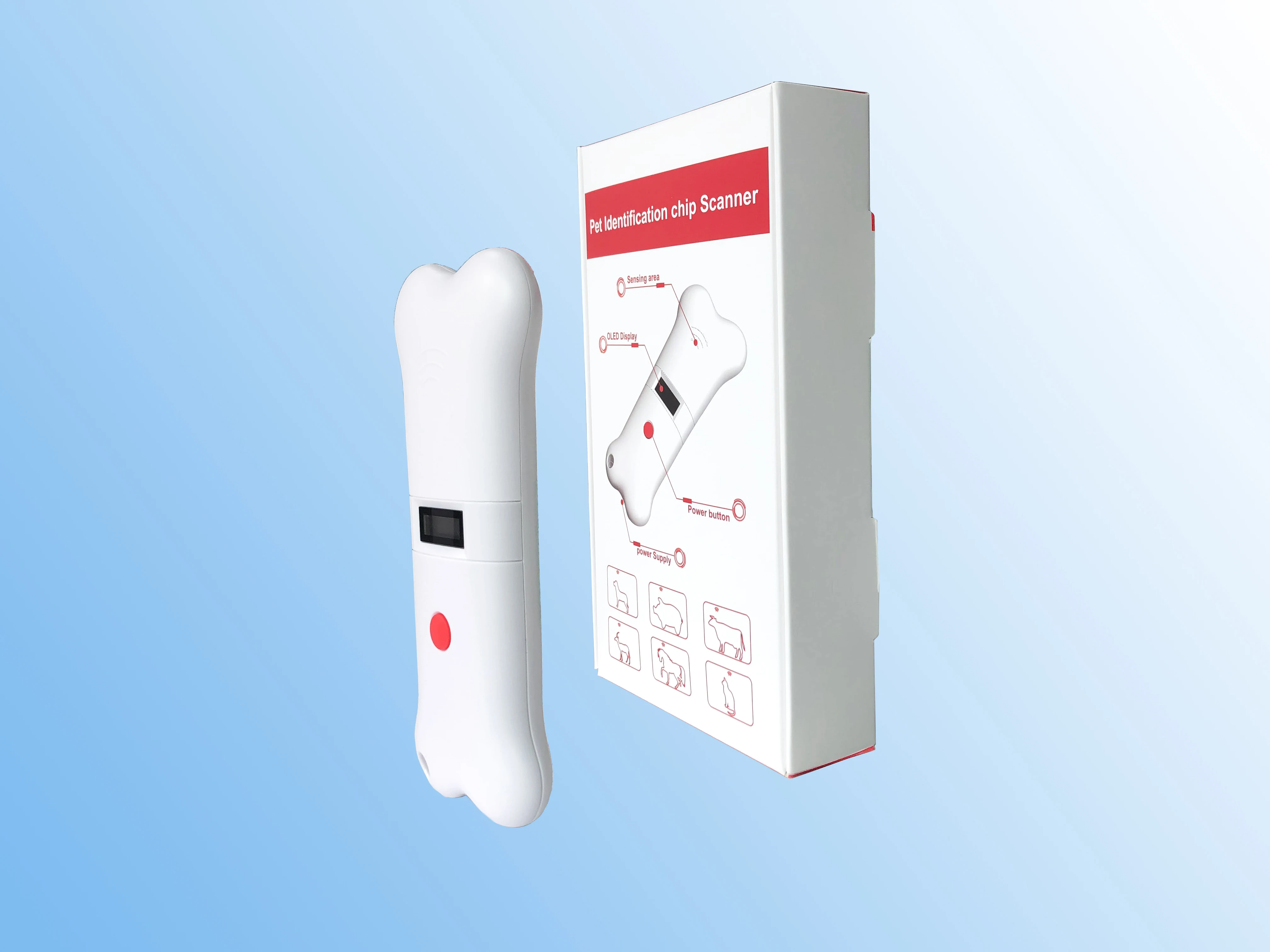 

ISO11784_11785 FDX B 134.2KHz Portable Pet RFID Chip Reader For Dog Cat OLED Display Animal Microchip Scanner