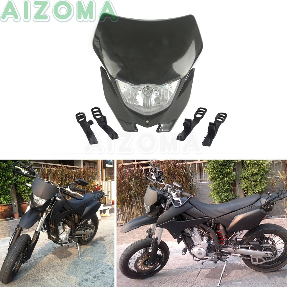 Черная фара для мотокросса 12 В/35 Вт супермото Honda Suzuki Yamaha WRF450 WR426 YZ250F Kawasaki D Tracker X