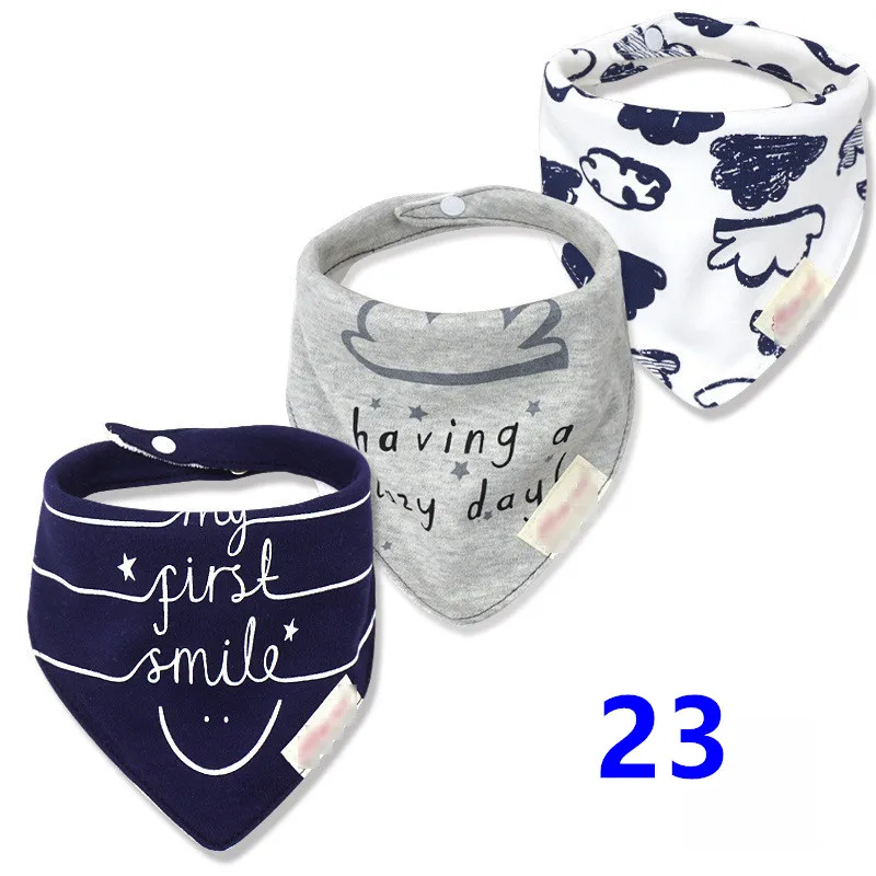 23 3pcs Organic Cotton Baby Scarf Muslin Burp Cloth Bandana Bibs Newborn Baby Boy Infant Girl Toddler Winter Scarf Waterproof Bib - Цвет: 23