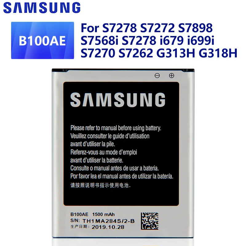 Оригинальный аккумулятор SAMSUNG для Galaxy Ace 3 4 Neo S7278 S7272 S7898 S7568i i679 i699i S7270 S7262 G313H G318H B100AE