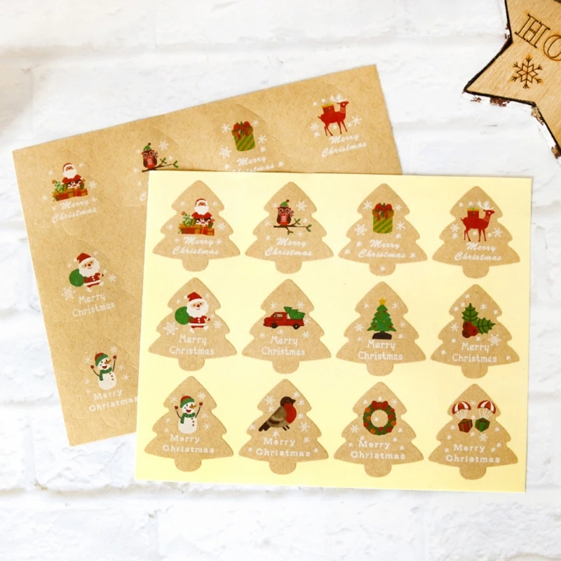 

30 Sets Candy Food Cookies Gifts Bags with Stickers Xmas Guests Paper Packaging Boxes Christmas Wedding Party Favors Decor K3NA
