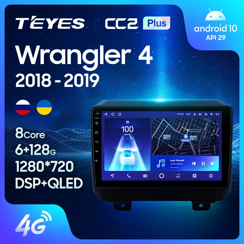 TEYES CC2L и CC2 Plus Штатная магнитола For Джип Вранглер 4 Jeep Wrangler JL 2018 2019 Android до 8 ЯДЕР 6 +