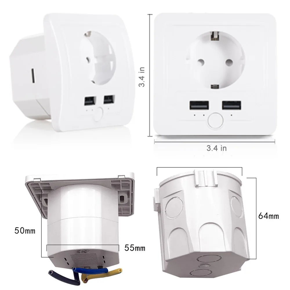 UseeLink умная настенная розетка 16A EU с USB WiFi Разъем питания работает Alexa Google Home IFTTT без