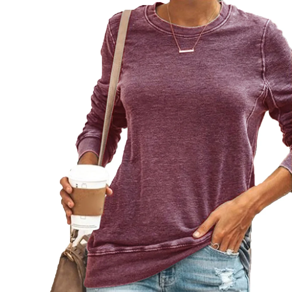 

Женская футболка с круглым вырезом, пуловер, Повседневная Свободная футболка с длинным рукавом, магазин NYZ