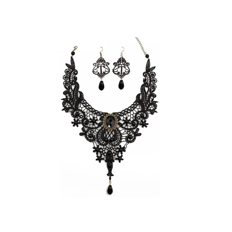 Ожерелье-чокер женское черное кружевное в викторианском стиле - купить по