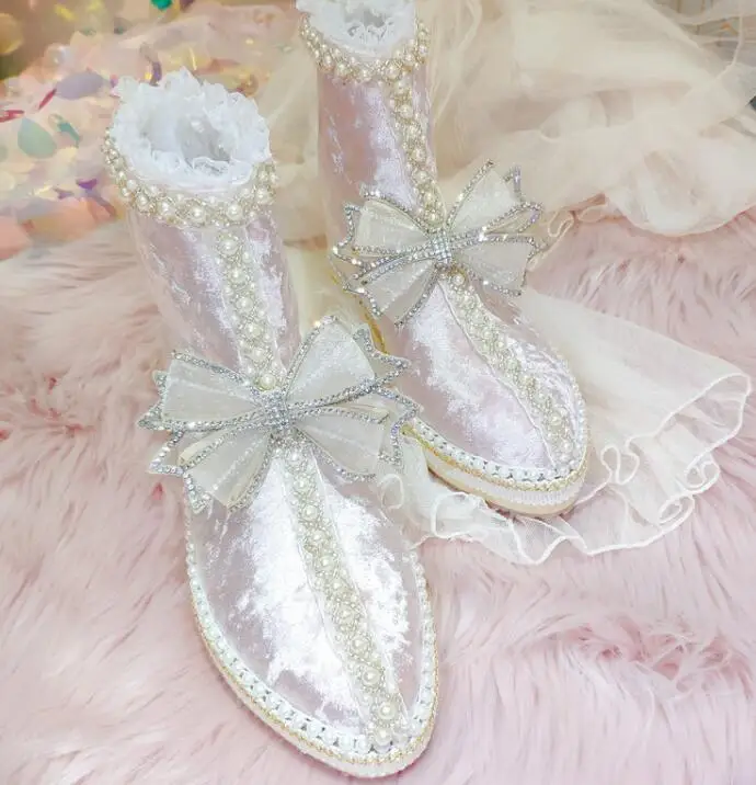 

Светильник-розовые остроносые ботинки-мартинсы в стиле "Лолита" с короткими трубками, женская обувь, зимняя обувь с бабочками