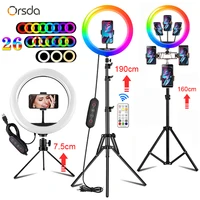 orsda 10 13 inch rgb ring light tripod led ring light selfie ring light with stand rgb 26 colors video light for video streaming