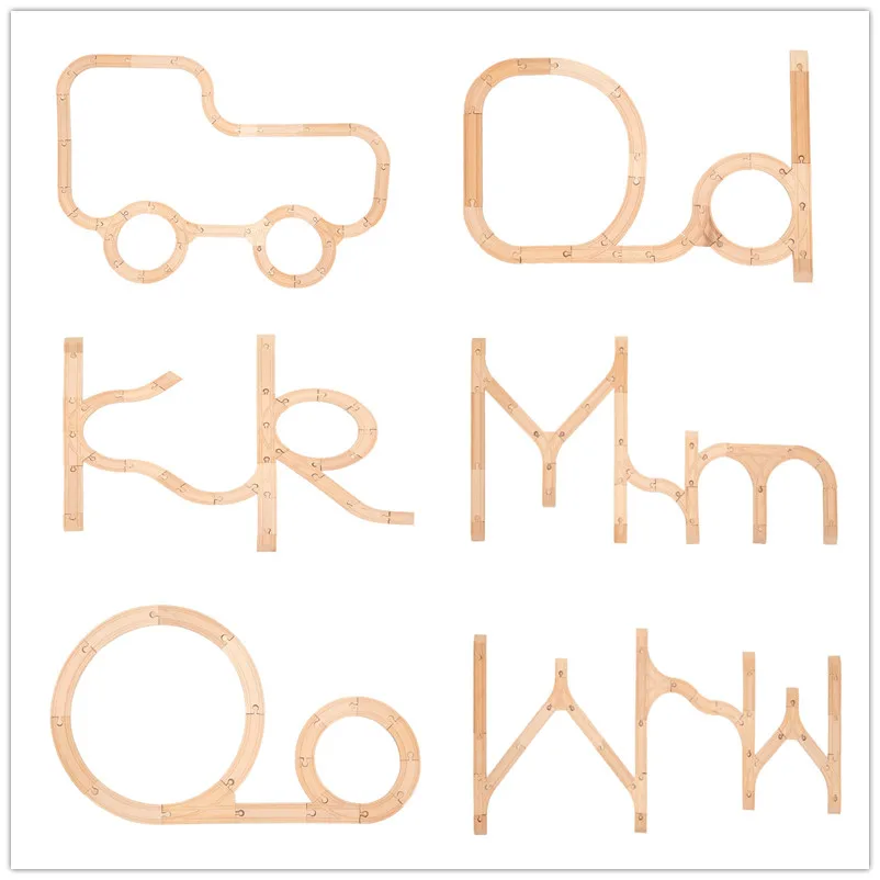 

Деревянный поезд железнодорожные буквы треки набор совместимы с фирменными круговыми дорожками интересные рельсы детские развивающие игр...