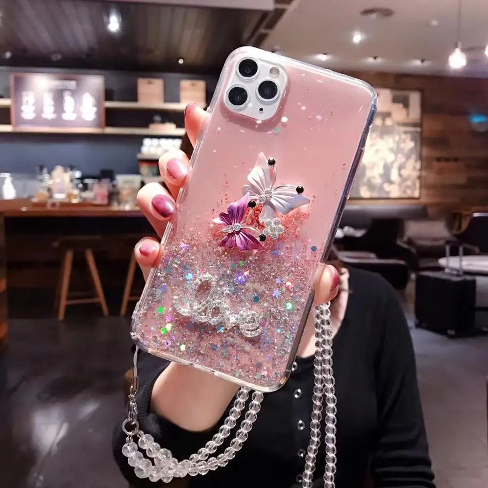 Роскошный блестящий чехол с бабочкой и звездами мягкий для iphone X XR XS 11 12 13 PRO MAX 7 8 plus