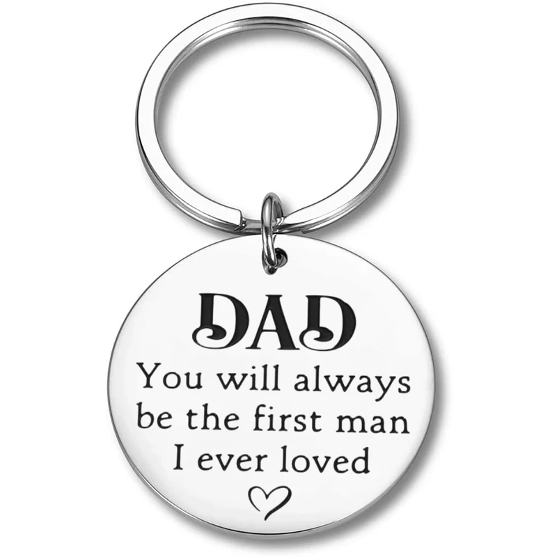 

Step Dad Keychain Father Day Gift for Dad Puppy You Will Always Be The First Man I Ever Loved Wedding Gifts for Dad Key Ring