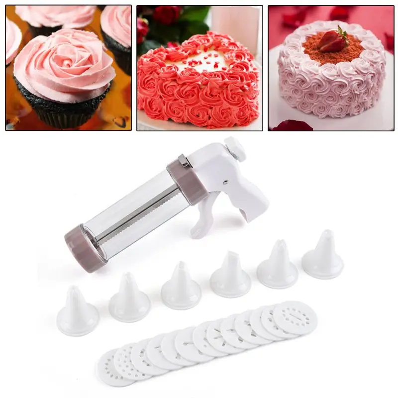 

20 Pcs Cookie Press Set with Cake Cream Decorating Syringe Baking Pastry Nozzle