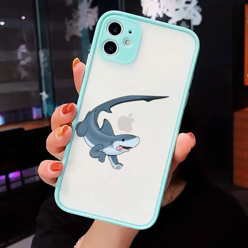 

Shark animal cute tortoise Phone Case Matte Transparent for iPhone 7 8 11 12 s mini pro X XS XR MAX Plus cover funda