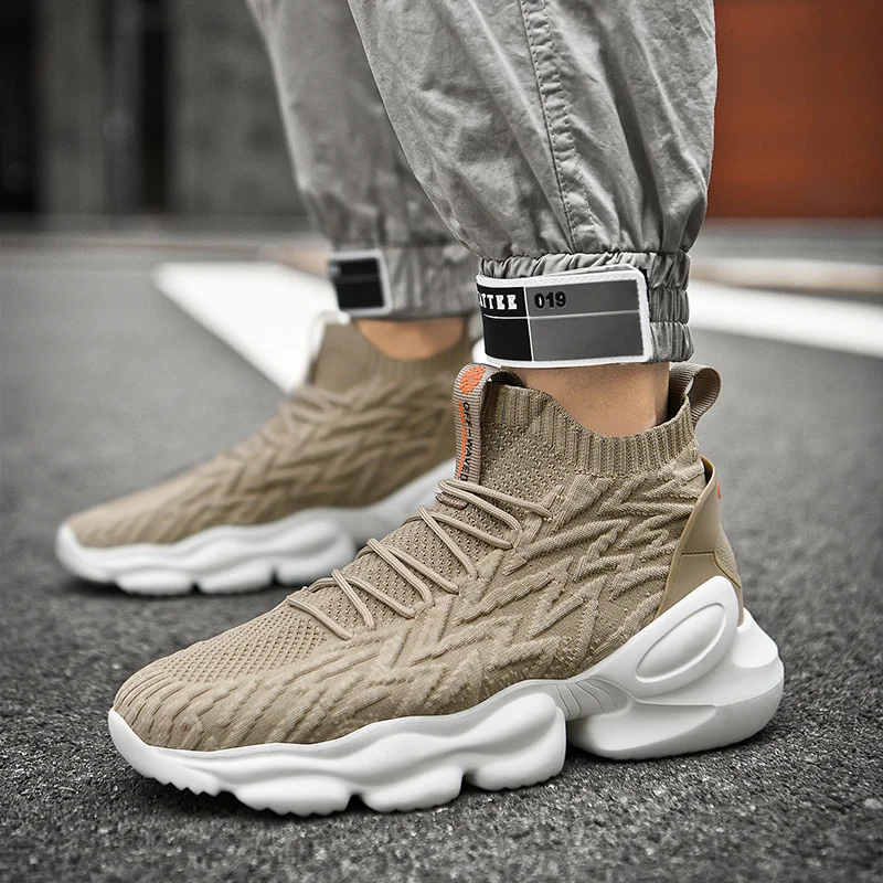 Обувь с высоким берцем спортивная обувь для мужчин на резиновой подошве уровнем