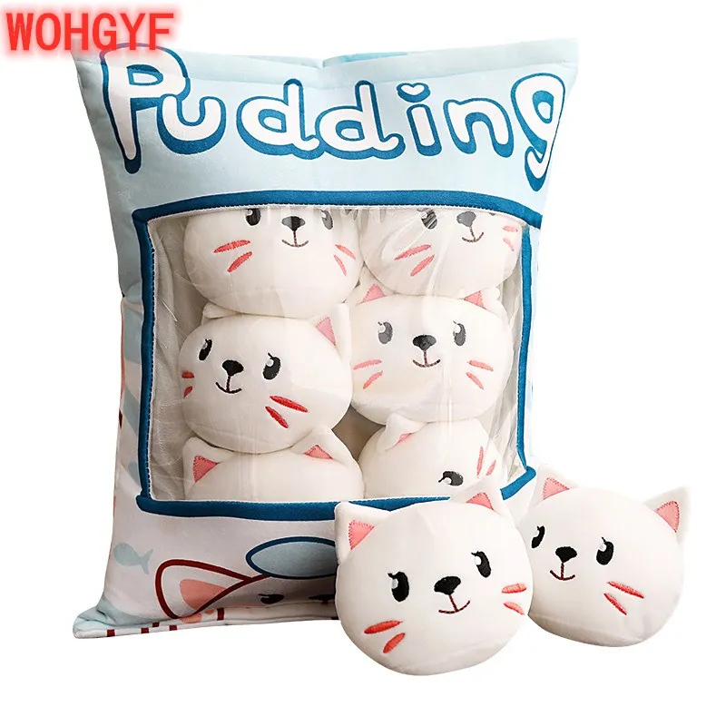 Kawaii пудинг 8 шт. свинья и кошка плюшевые шарики мешок закуски игрушка мягкий мультфильм животных мягкая кукла диван подушка подруги детские подарки