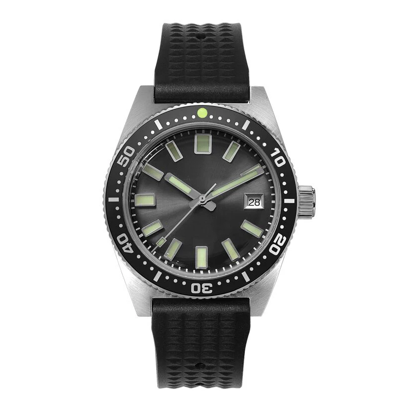 R Gun Blank Dial Lugyou San Martin 62Mas Diver механические Автоматические Мужские часы из нержавеющей стали NH35 керамический ободок с циферблатом от солнца резиновое минеральное стекло - Цвет: R Gun Blank Dial