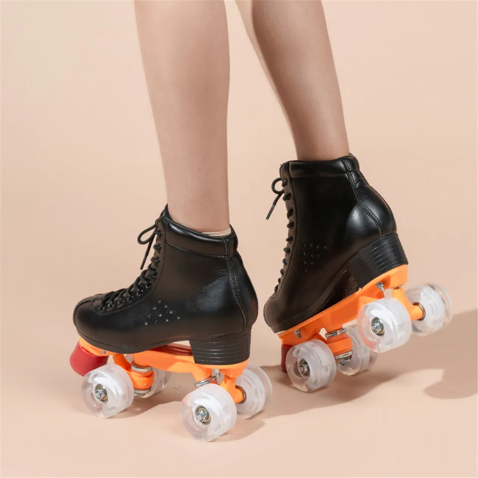 Две линии роликовые коньки обувь двухрядные коньки Patines детей взрослых родителей кроссовки PU колеса без вспышки коровьей кожи IB44