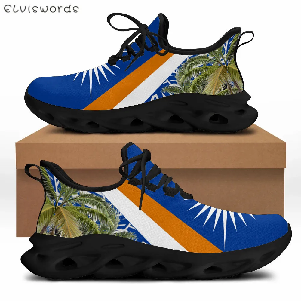 

ELVISWORDS Hot Fashion Men's Lightweight Sneakers Marshall Island Polynesian Leaves Print Boys Mesh Gym Walking Shoes Zapatillas