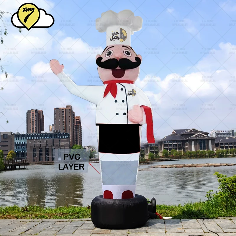 

Надувной шеф-повар, машущий рукой, приветственный человек, для использования в магазине, высота 4 м, 17 футов, новый дизайн
